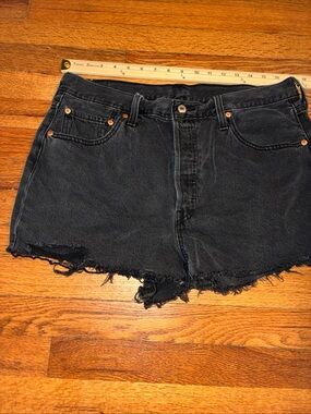Levi's Black Frayed Hem Denim Cutoff Shorts